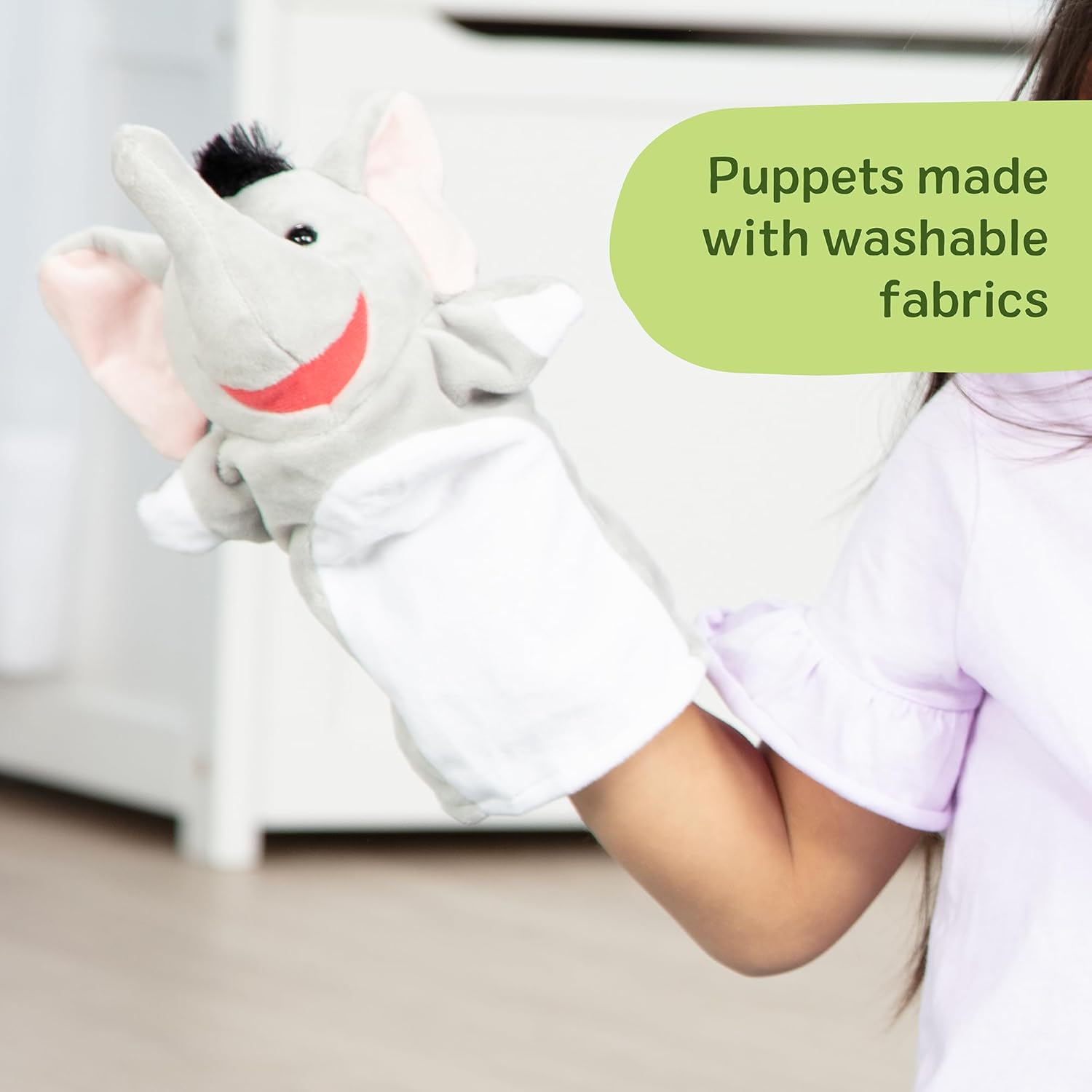 Plush hand puppets for toddlers and pretend play
