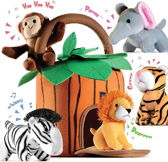 Plush Jungle Animal Toys Set For Kids