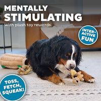 plush tree trunk dog toy with squeaky removable squirrels