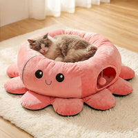 plush tunnel cat bed for napping and play