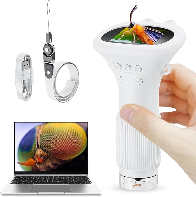 Pocket microscope with screen photo and video for kids