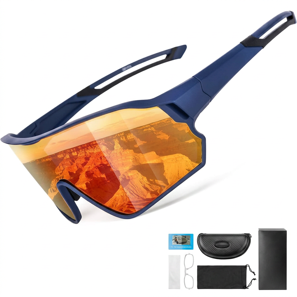 Polarized cycling sunglasses with UV400 protection for outdoor sports