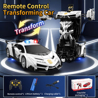 Police car to robot transforming toy with one-button action