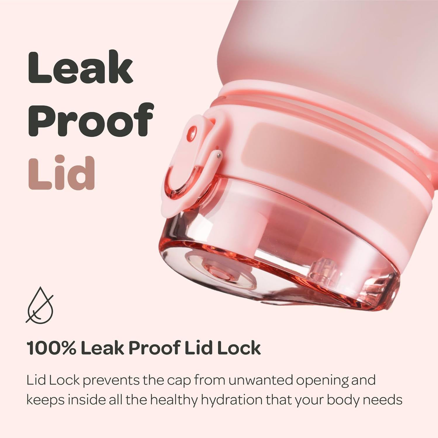Portable 32 oz drinking bottle for gym bag and backpack storage