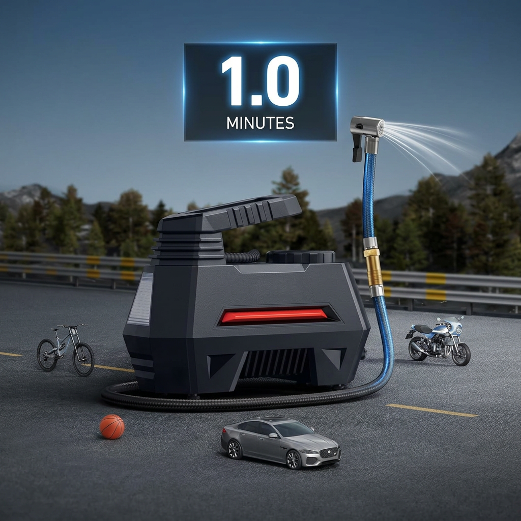 Portable air pump for car bike and bicycle tyre inflation