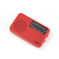 Portable AM FM pocket radio with loud speaker and manual tuning front view