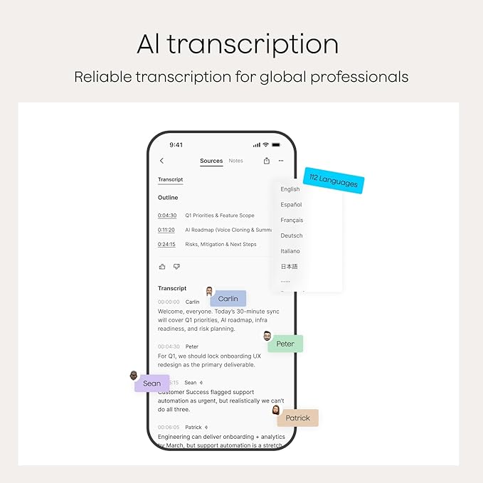 Portable audio note device front view for meetings
