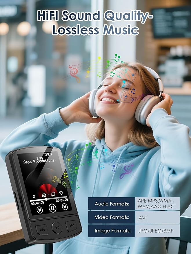 Portable audio player with built-in speaker