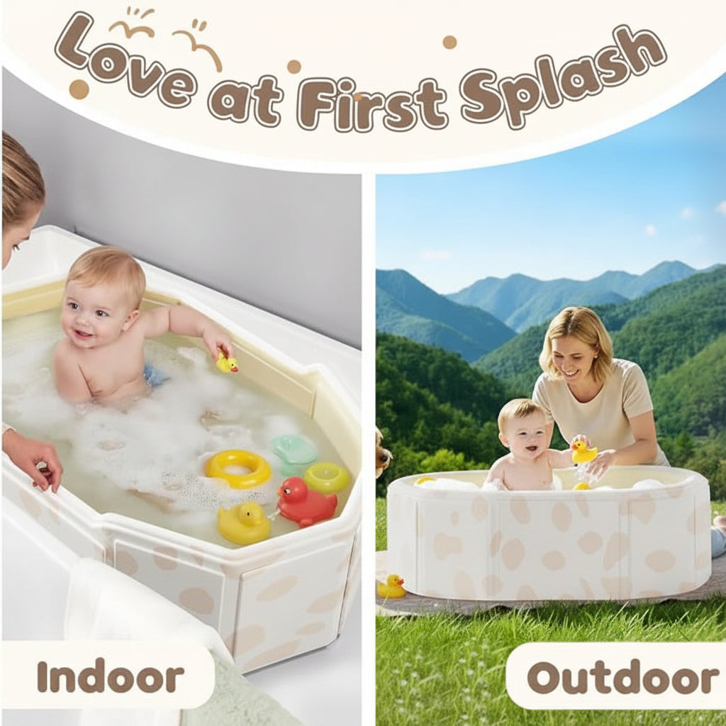 Side view of foldable baby bathtub