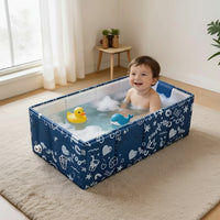 Folded compact baby bathtub for travel and storage