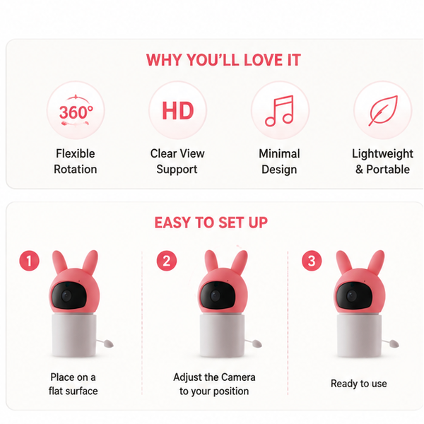 Portable baby camera stand with rabbit shape