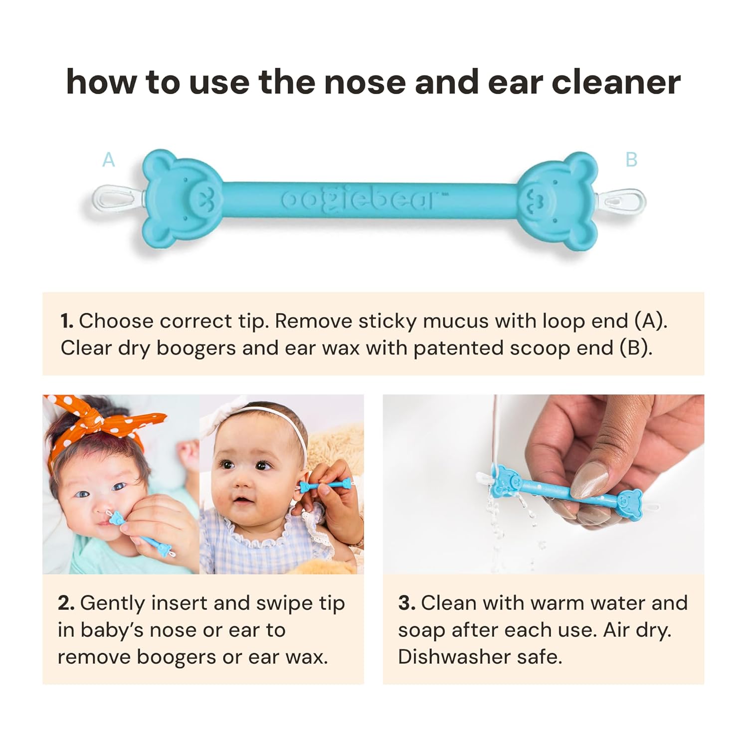 Compact and portable dual-ended baby hygiene cleaning tool