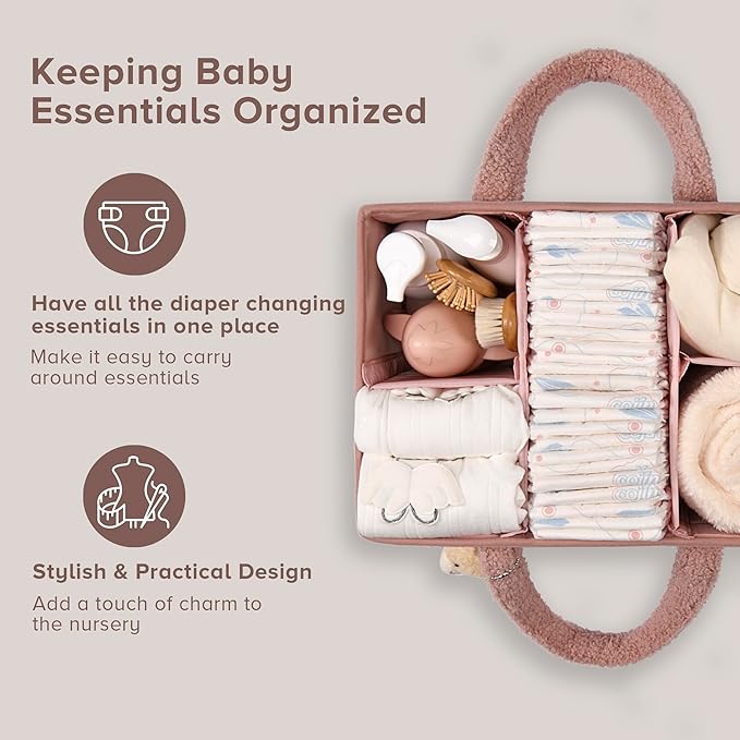 Portable diaper organizer with handle for baby essentials