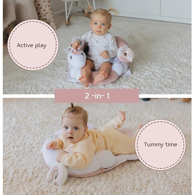 Portable baby time mat with seated support for newborns and infants