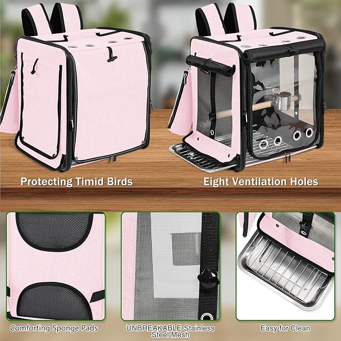 lightweight hands-free bird backpack carrier for small birds