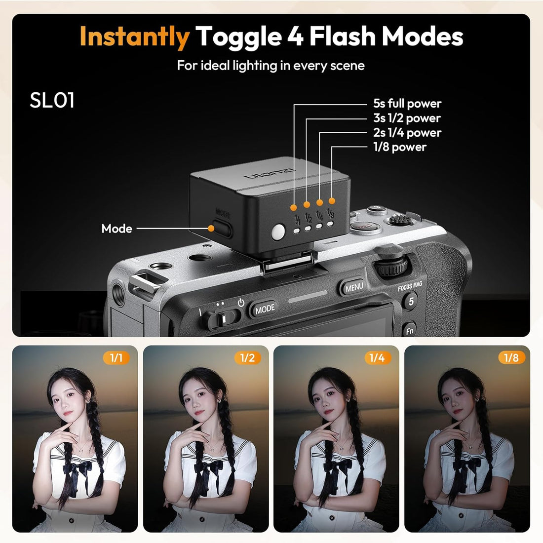 portable camera flash hot shoe LED 6500K daylight photography light
