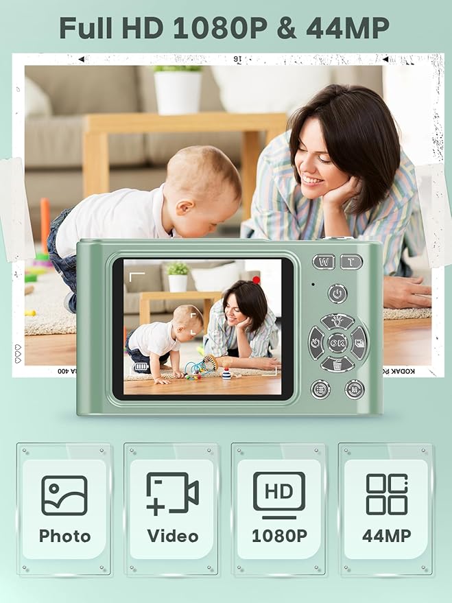 Lightweight, portable digital camera for kids and teens, beginner-friendly design