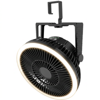 Portable camping fan with LED lantern for tent and outdoor cooling