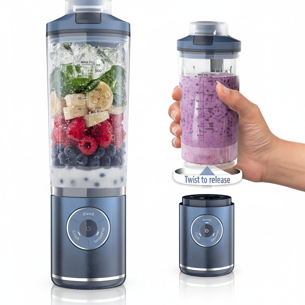 Portable Cordless Blender with 22 oz Vessel in Grey