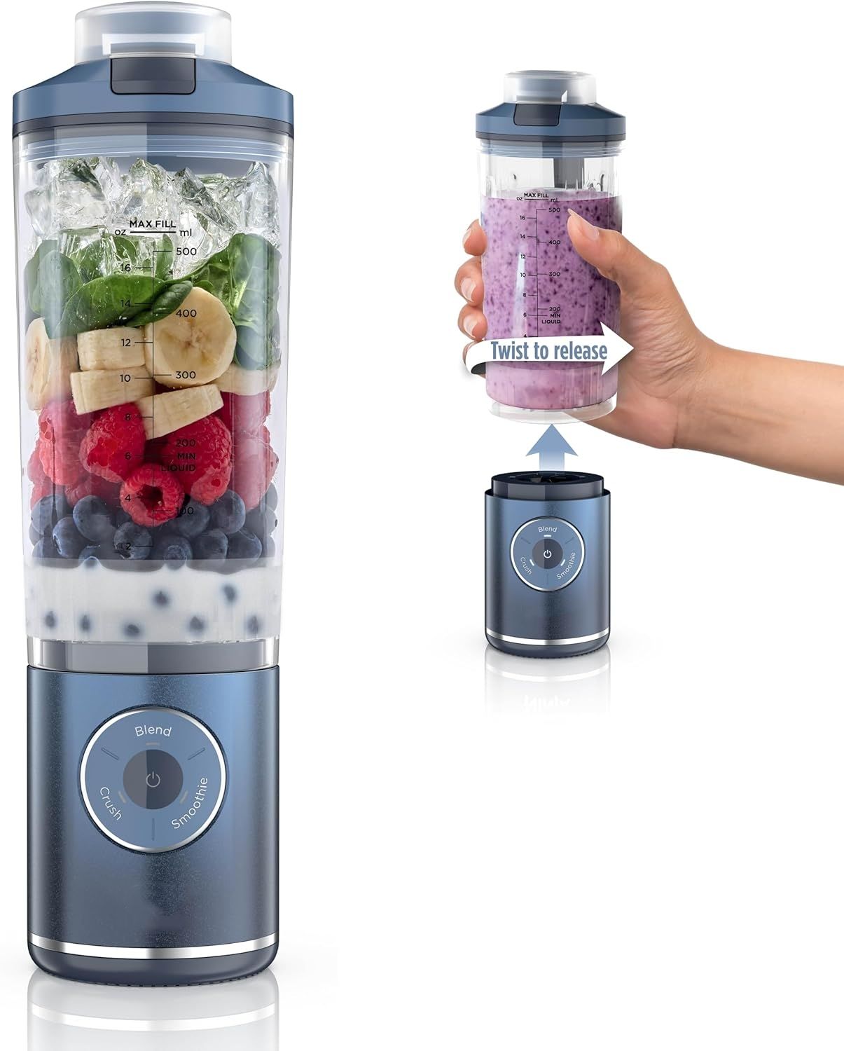 Portable Cordless Blender with 22 oz Vessel in Grey