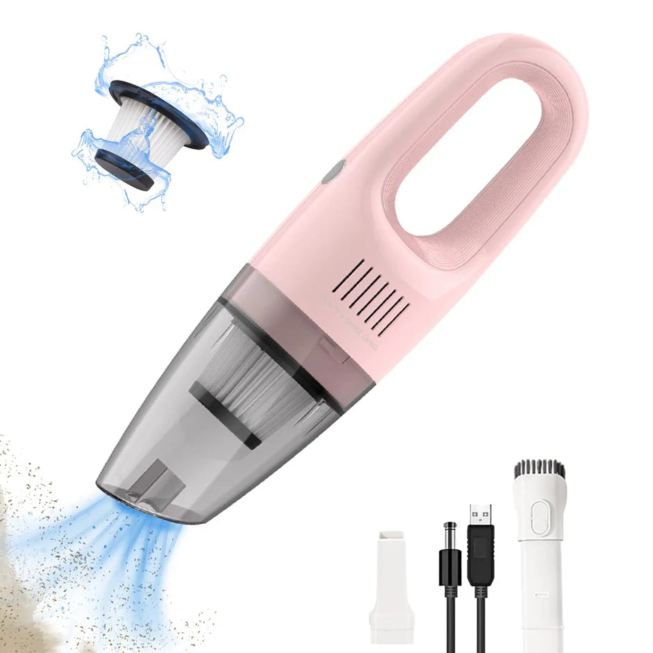 Portable cordless handheld vacuum cleaner in pink