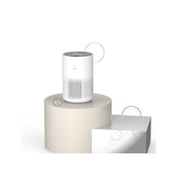 Portable desk air cleaner side view with compact design