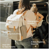 Portable diaper bag with insulated and organizational pockets for easy storage.