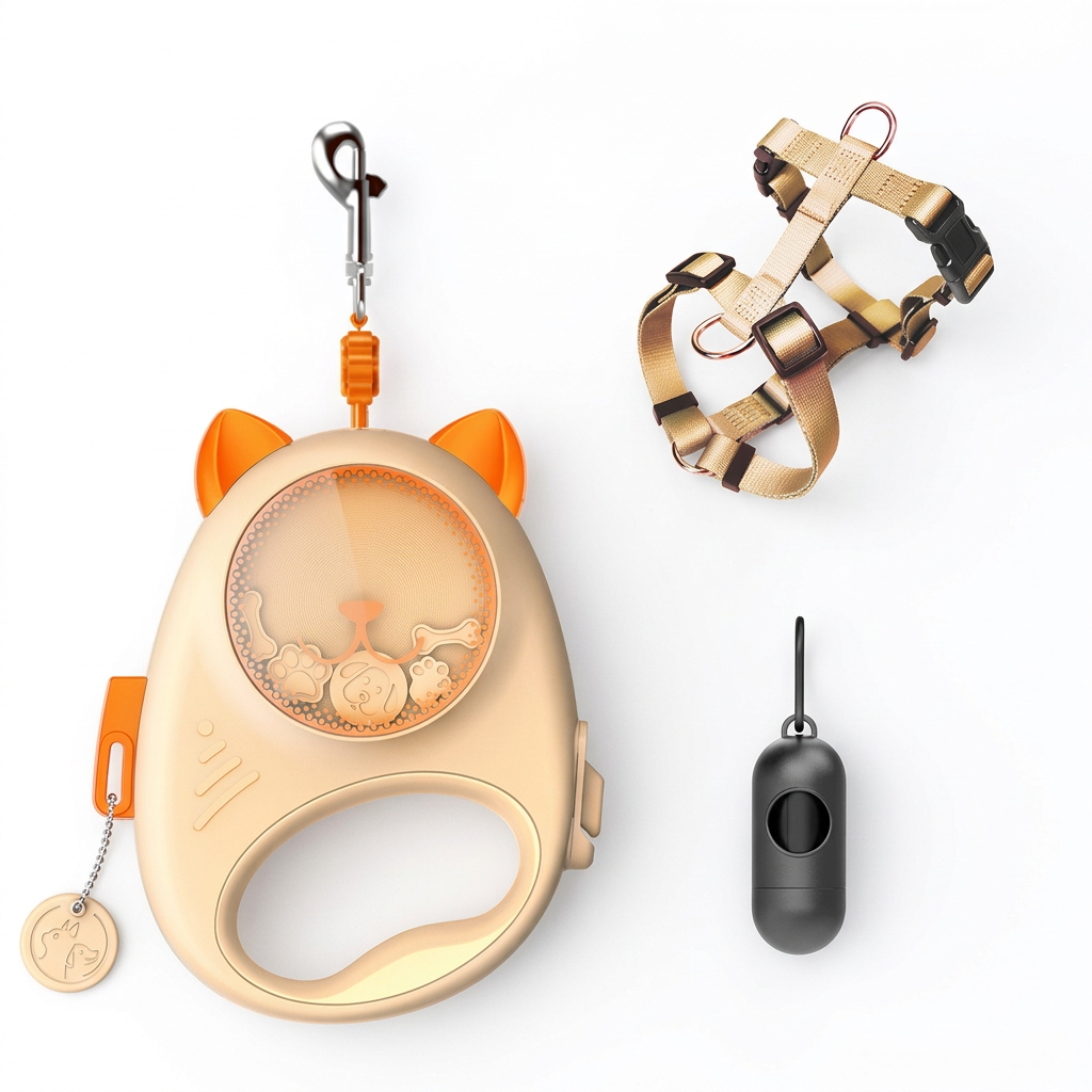 Portable dog walking leash with automatic retractable mechanism