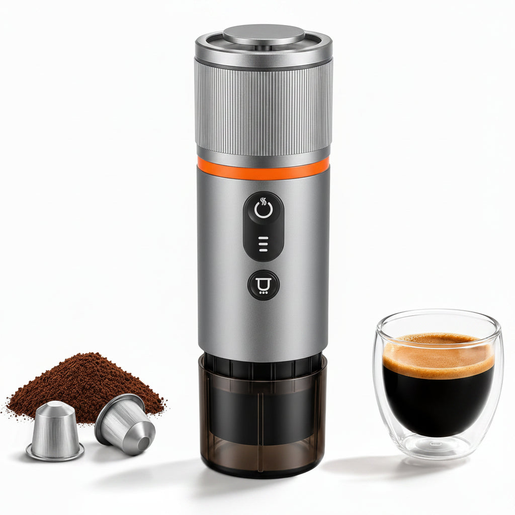 Portable electric espresso machine for travel coffee preparation