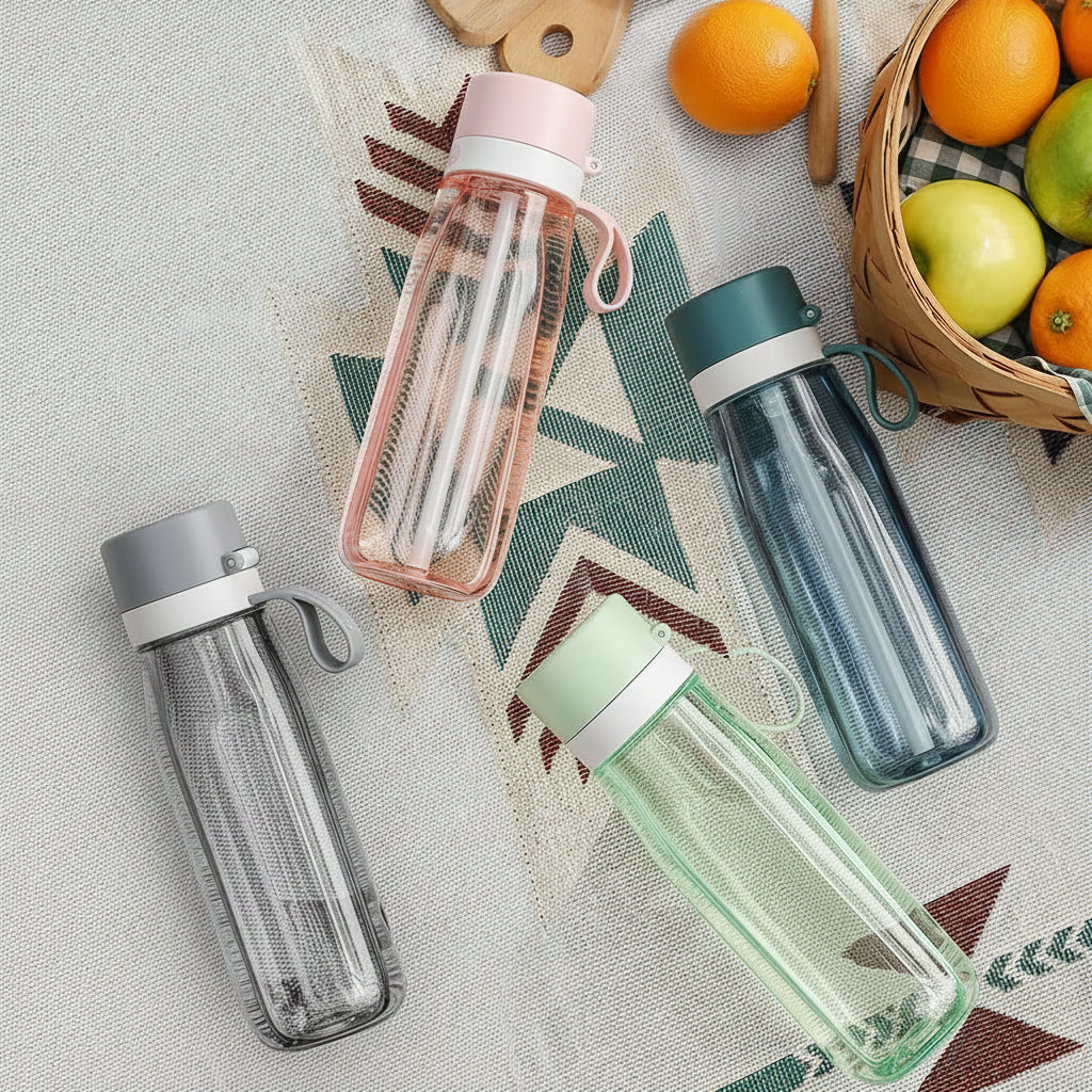 Portable water bottle with filter design for travel and walking