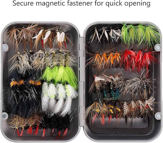 Portable fly fishing kit with assorted lures for outdoor fishing trips