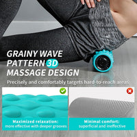 Portable vibrating foam roller shown with its included carry bag.