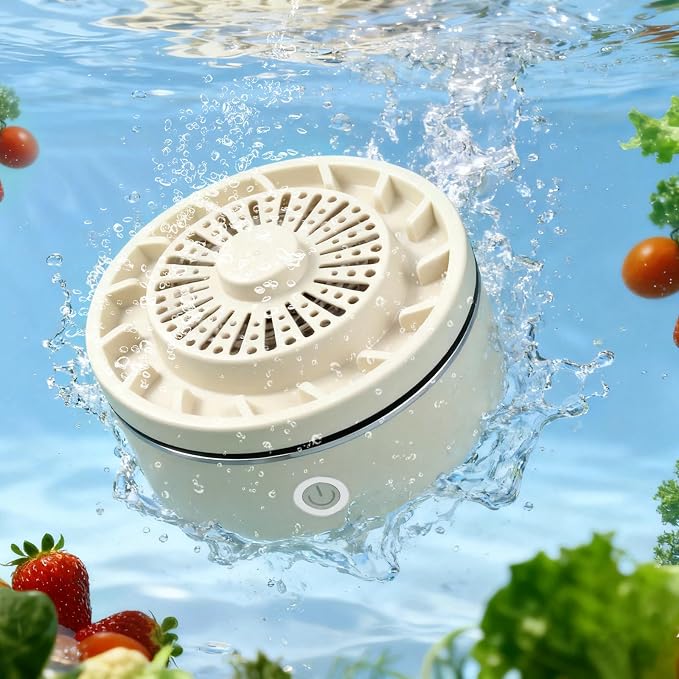 Portable beige fruit and vegetable washing device