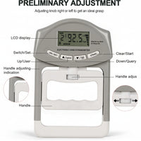 Portable hand grip meter for gym bag, desk, and travel storage