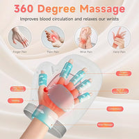 Person placing their hand inside an electric massage device for a relaxation session.