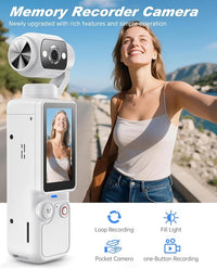Portable handheld camera with charging cable and user manual package setup