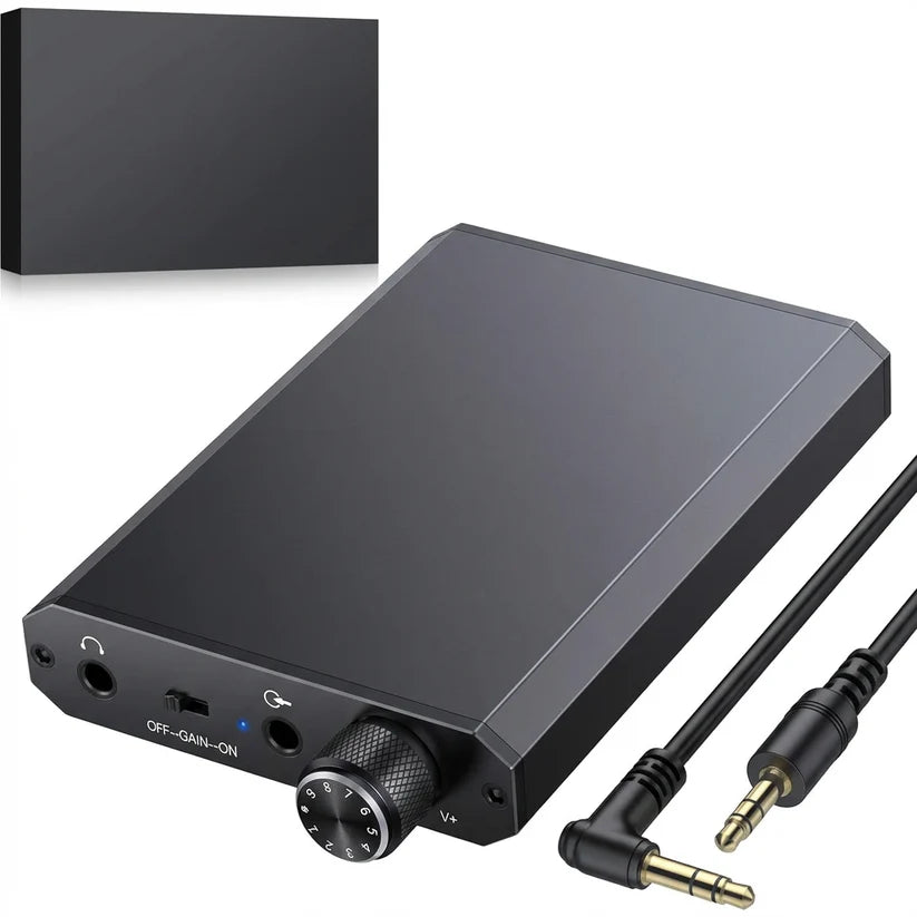 Portable headphone amplifier with compatible audio accessories