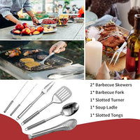 Portable kitchen utensil set for camping and outdoor adventures with stainless steel cooking tools