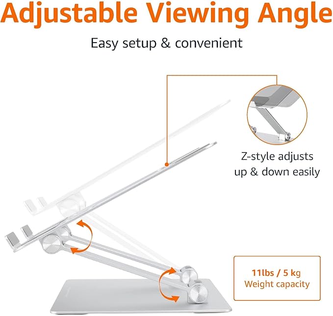 portable laptop stand for laptops up to 17.3 inches, foldable design