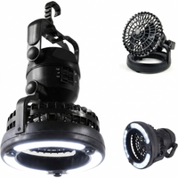 Portable LED camping lantern with ceiling fan for outdoor adventures and power outages