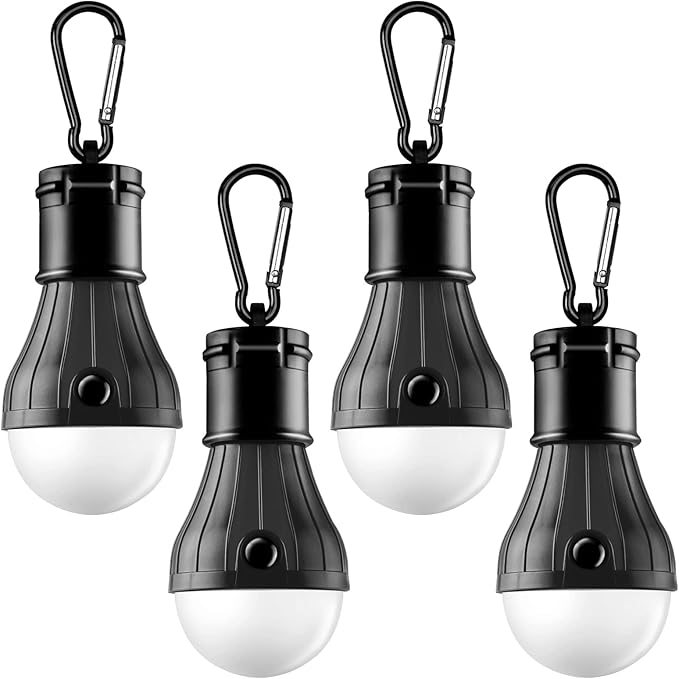 Portable LED tent lamp with hook for camping and outdoor use