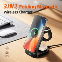 Portable magnetic wireless charger folded for travel and daily storage