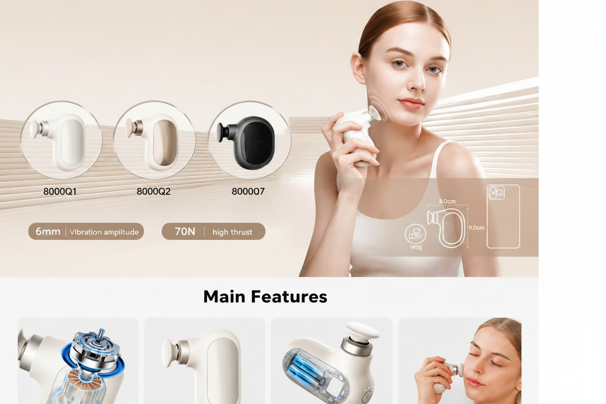 Compact portable massage device side view with modern design