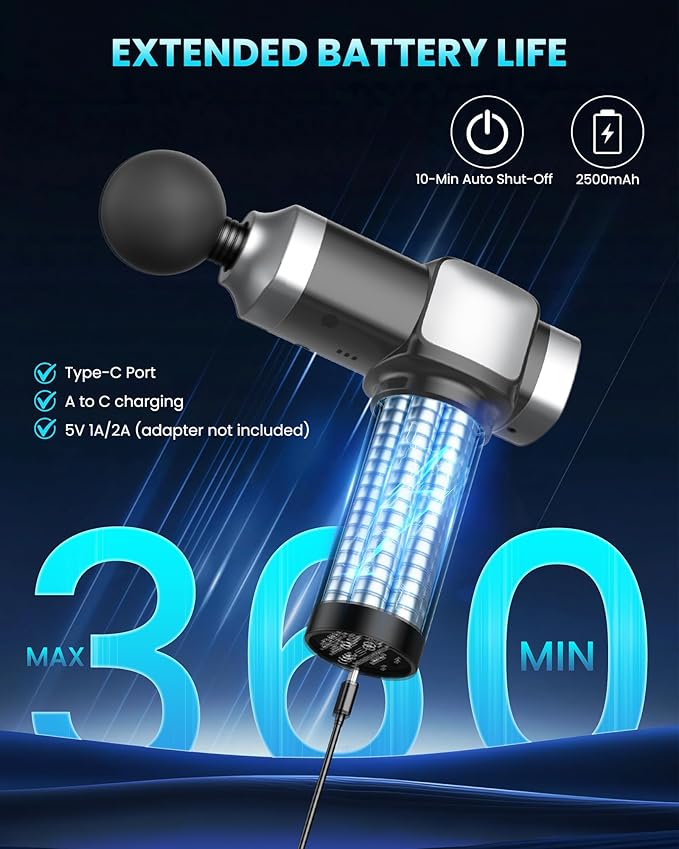 Lightweight portable black massage gun for travel and home use