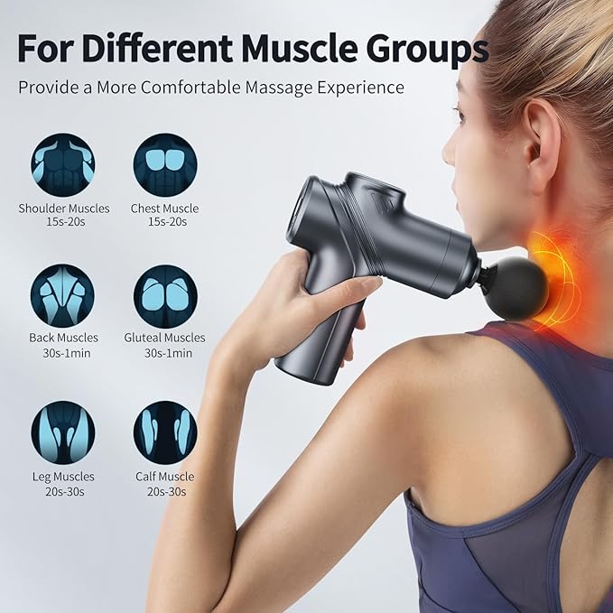 Portable massage gun for on-the-go use, perfect for athletes, fitness enthusiasts, and relaxation