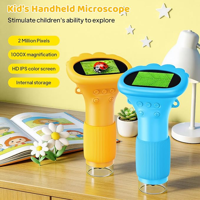 Portable microscope for kids with photo and video recording