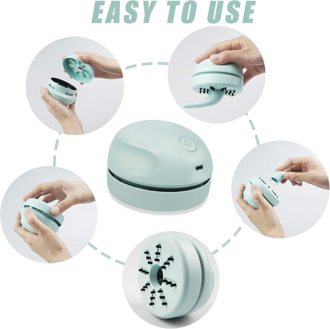 Portable Mini Table Dust Vacuum Cleaner with Vacuum Nozzle and Cleaning Brush, USB Charging.