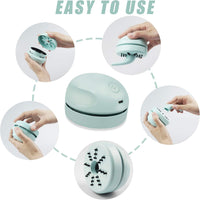 Portable Mini Table Dust Vacuum Cleaner with Vacuum Nozzle and Cleaning Brush, USB Charging.