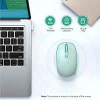 Portable mint green wireless mouse for office study and travel use