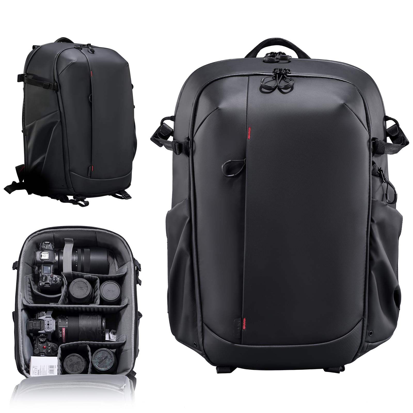 Portable outdoor camera backpack for digital gear storage on white background